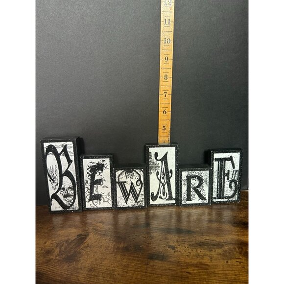 Halloween Wooden "Beware" Table Decor - Picture 4 of 4